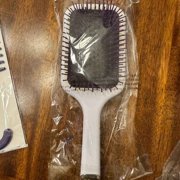 Monat Stylish Purple White Hair Brush Trio Combo Brush Round Brush zipper pouch - Picture 3 of 9